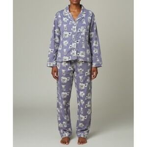 Vintage Jessica Purple Flannel Pajama Set‎ Cartoon Print Sleepwear Sz 1X / 20W